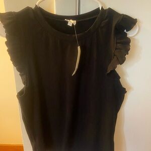 NWT Francesca's Collections Black Ruffle Tank Top